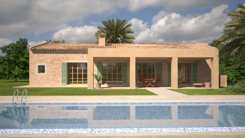 Elegante Neubaufinca mit Heizung, AC, Garage und Pool bei Porreres --- F 70