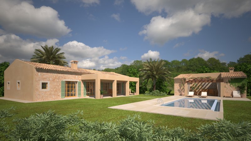 Elegante Neubaufinca mit Heizung, AC, Garage und Pool bei Porreres --- F 70