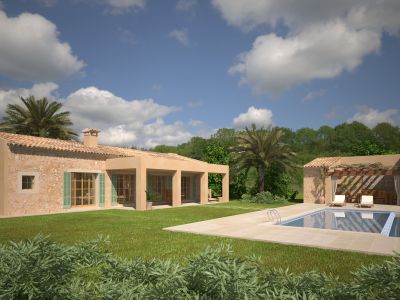 Elegante Neubaufinca mit Heizung, AC, Garage und Pool bei Porreres --- F 70