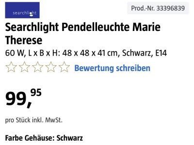 Elegante Pendelleuchte schwarz Kronenleuchter Bauhaus