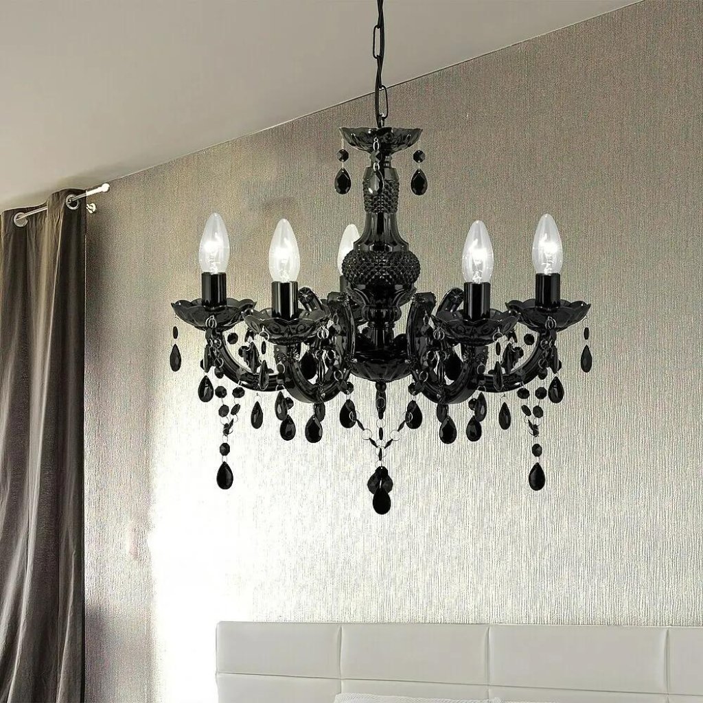 Elegante Pendelleuchte schwarz Kronenleuchter Bauhaus