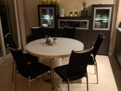 Mesa de comedor con 6 sillas, redonda, extensible, Venjakob