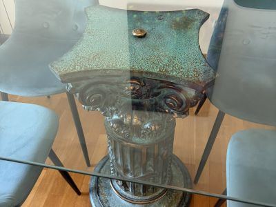 Mesa de comedor con tablero de cristal (+ 4 sillas opcionales)