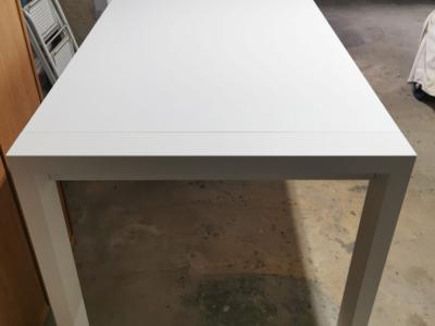 White solid wood extendable dining table