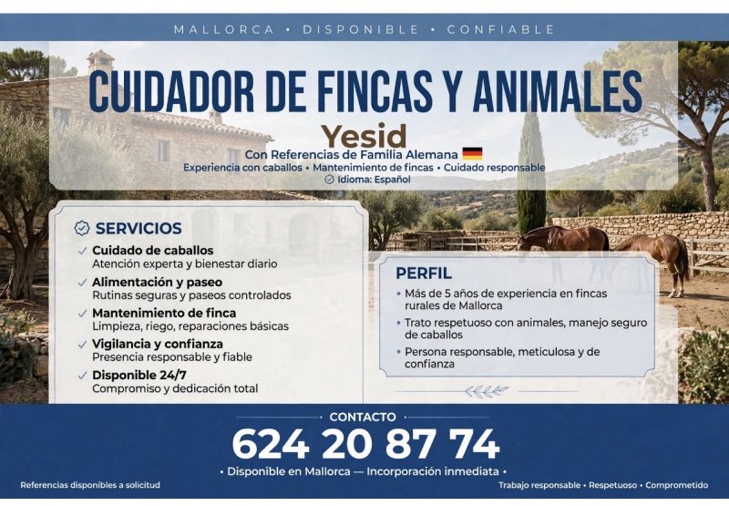 "Finca-Wächter", "Betreuer eines Reiterhofs" oder "Stallbursche / Pferdebetreuer"