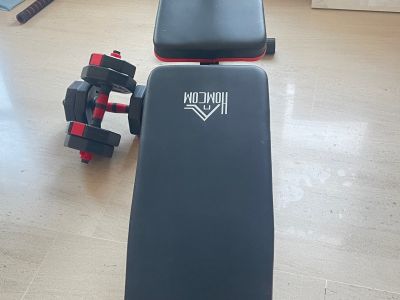 Fitness-Set  verstellbare Hantelbank (vorhanden) + 2-in-1 Hantelset 10 kg