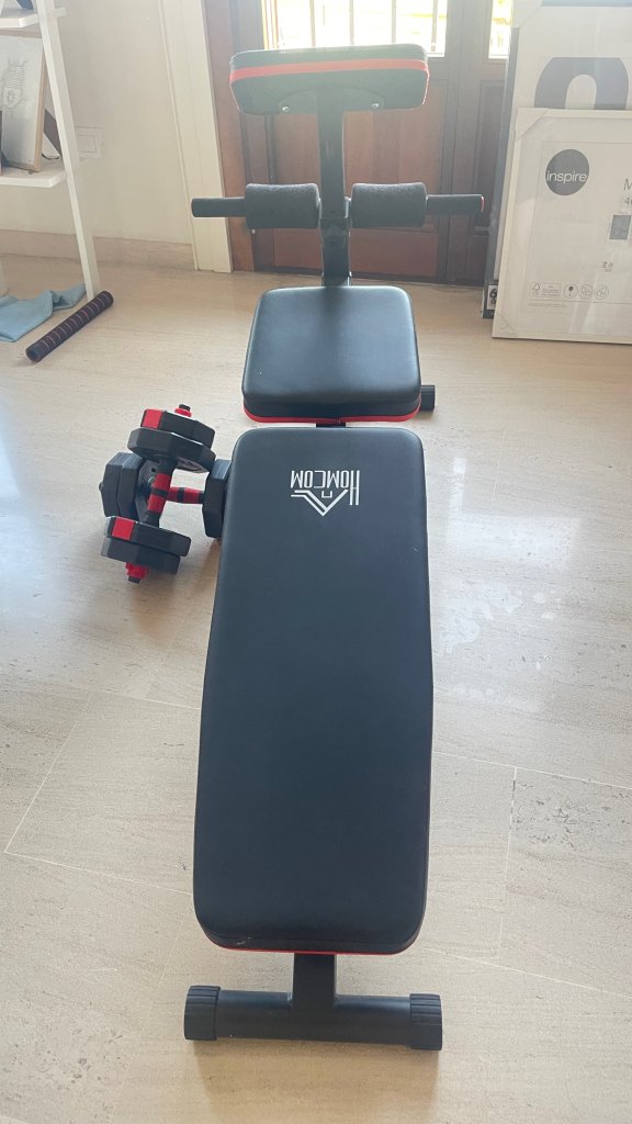 Fitness-Set  verstellbare Hantelbank (vorhanden) + 2-in-1 Hantelset 10 kg