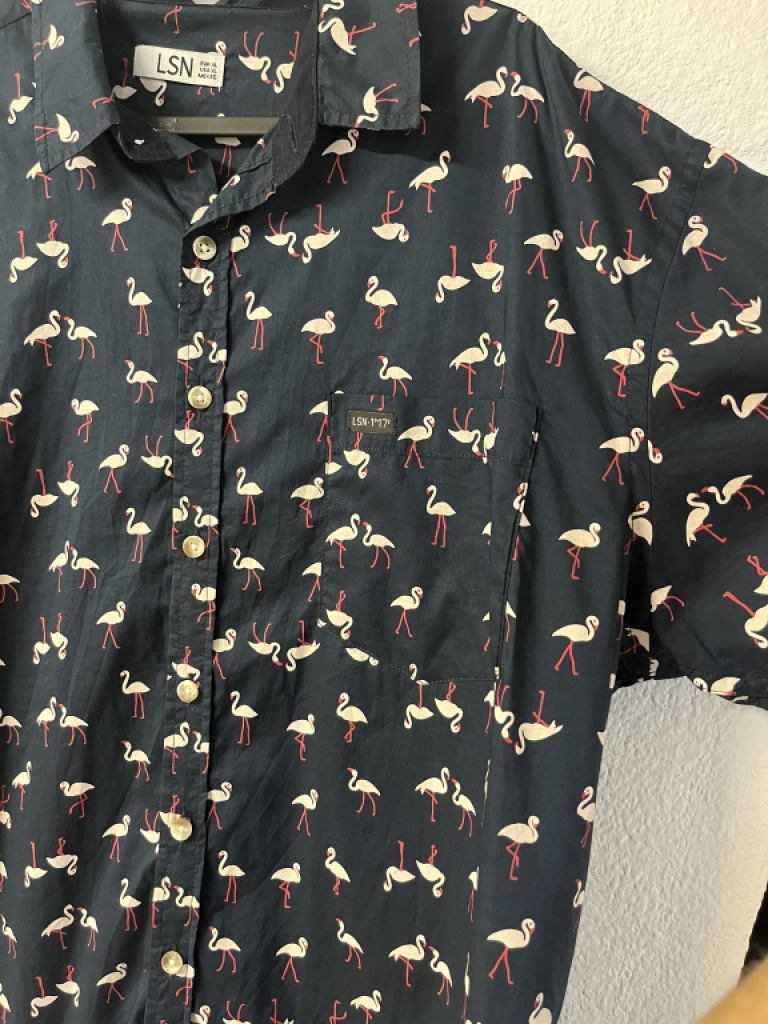 Camisa de manga corta Flamingo, azul, hombre, XL
