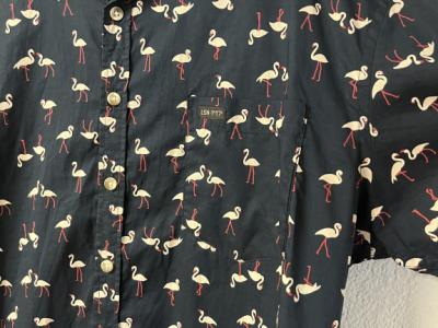 Camisa de manga corta Flamingo, azul, hombre, XL