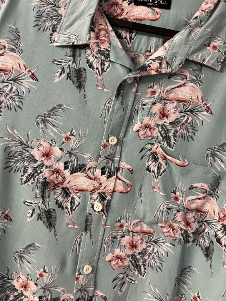 Camisa de manga corta Flamingo para hombre, talla L