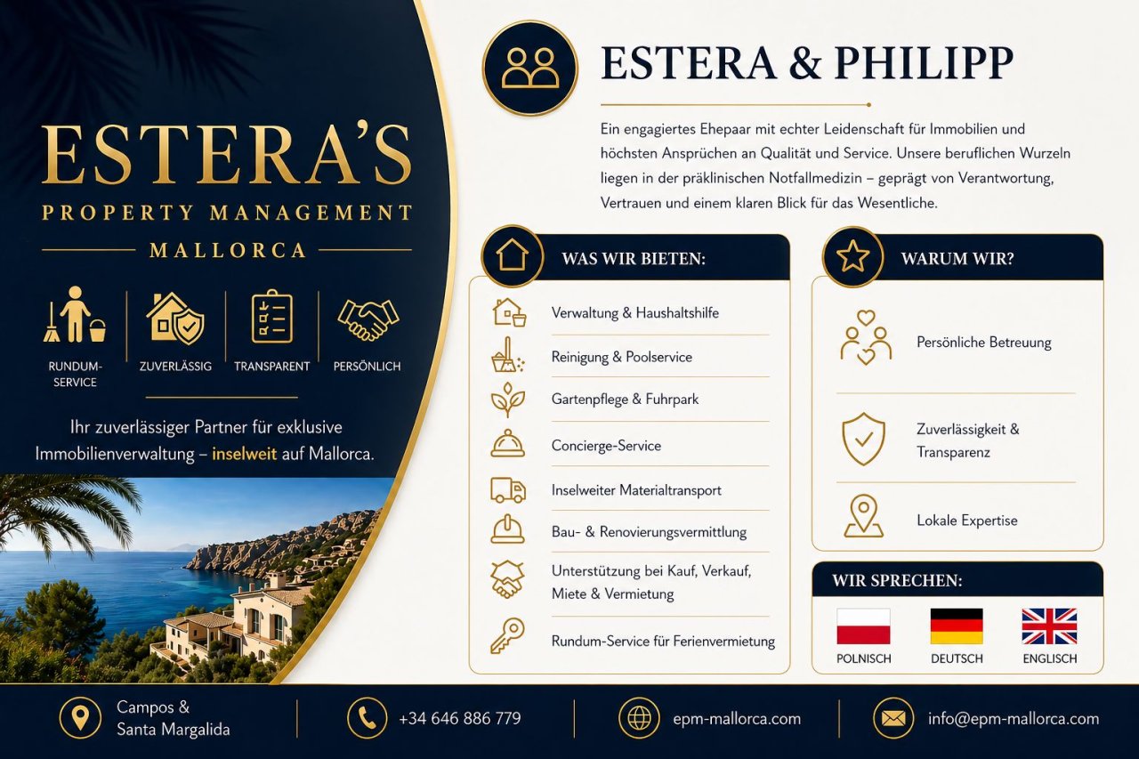 Full-service property management in Mallorca: cleaning, pool, garden, rental & sale