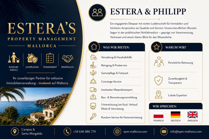 Full-service property management in Mallorca: cleaning, pool, garden, rental & sale