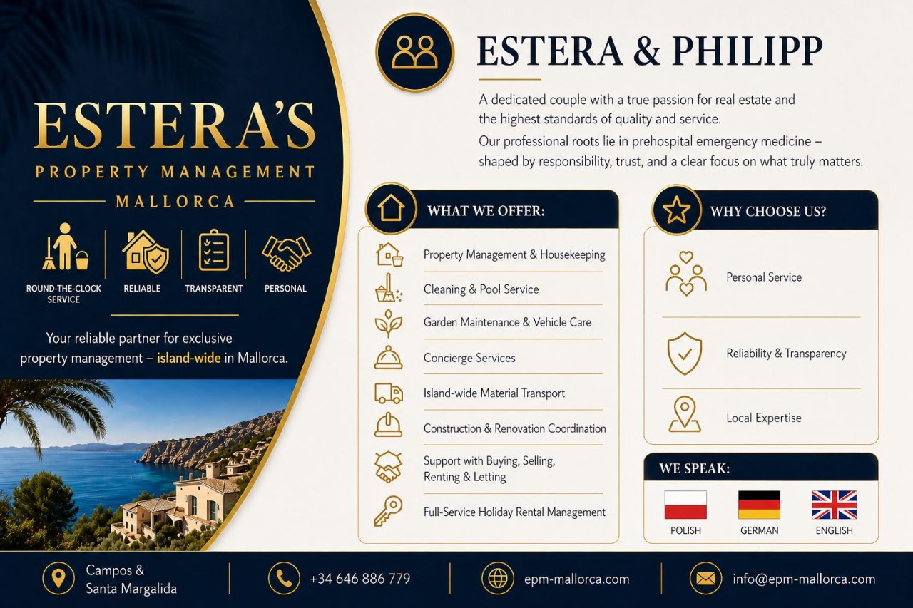 Full-service property management in Mallorca: cleaning, pool, garden, rental & sale