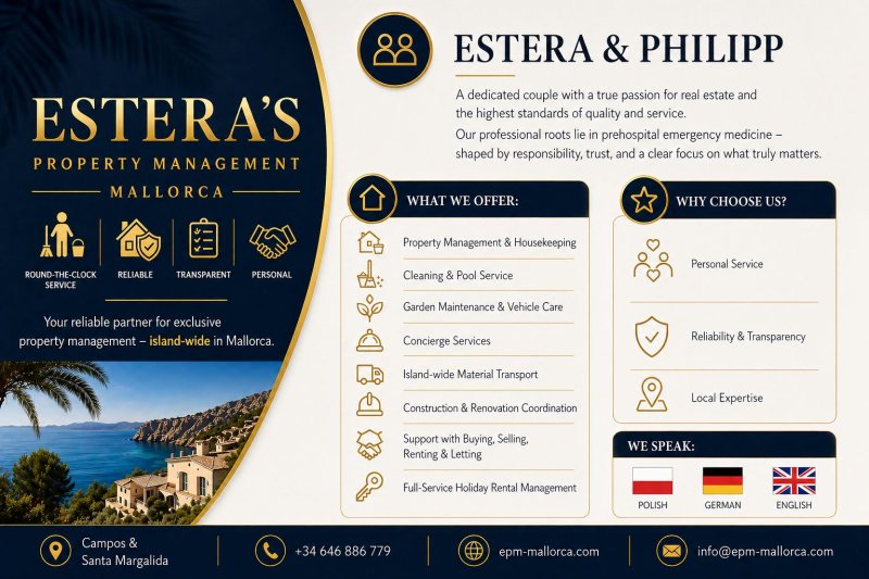 Full-service property management in Mallorca: cleaning, pool, garden, rental & sale