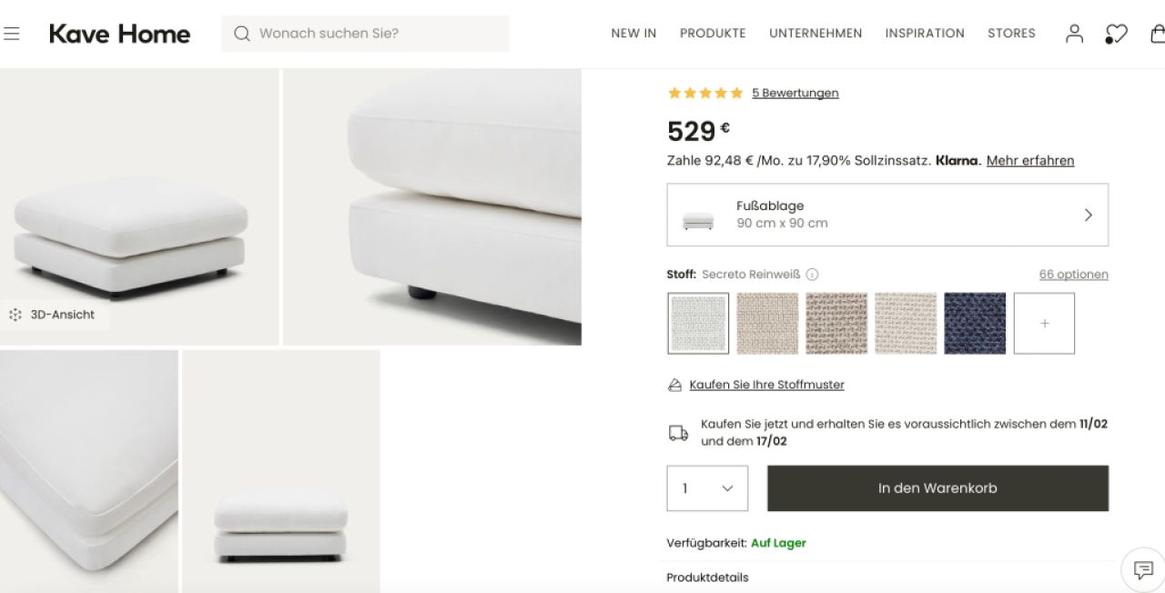 Fußhocker von Kave Home 90 x 90 cm