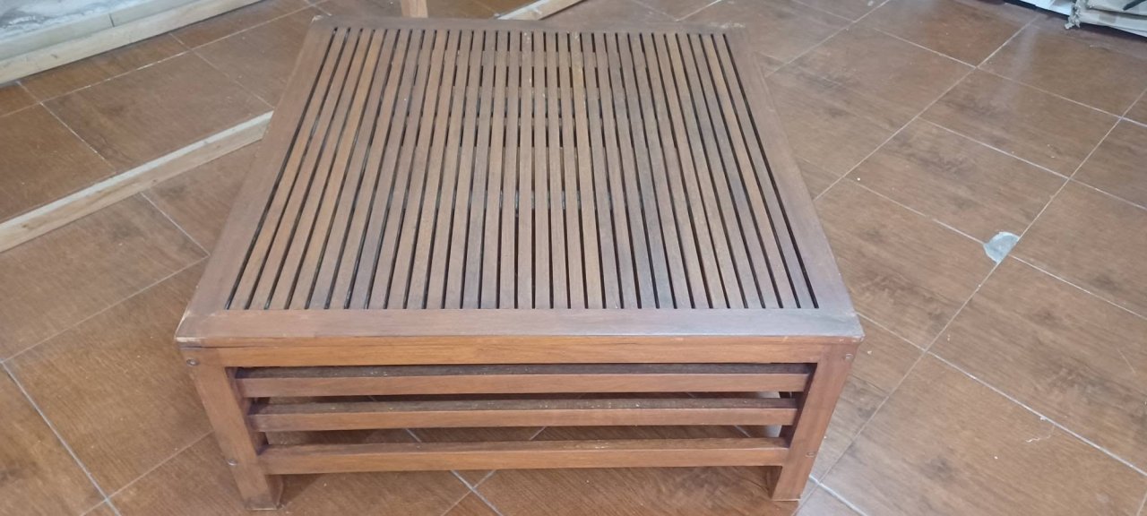 Teak garden table.