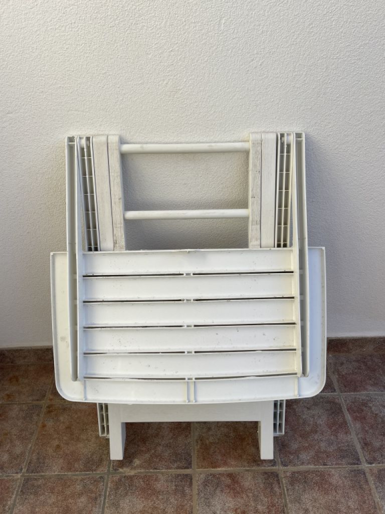 Gartentisch eckig Kunststoff weiss