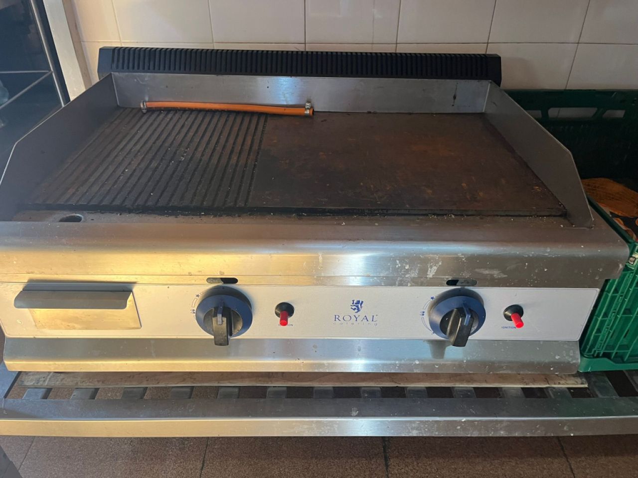 Gas griddle plate for gastronomy, used