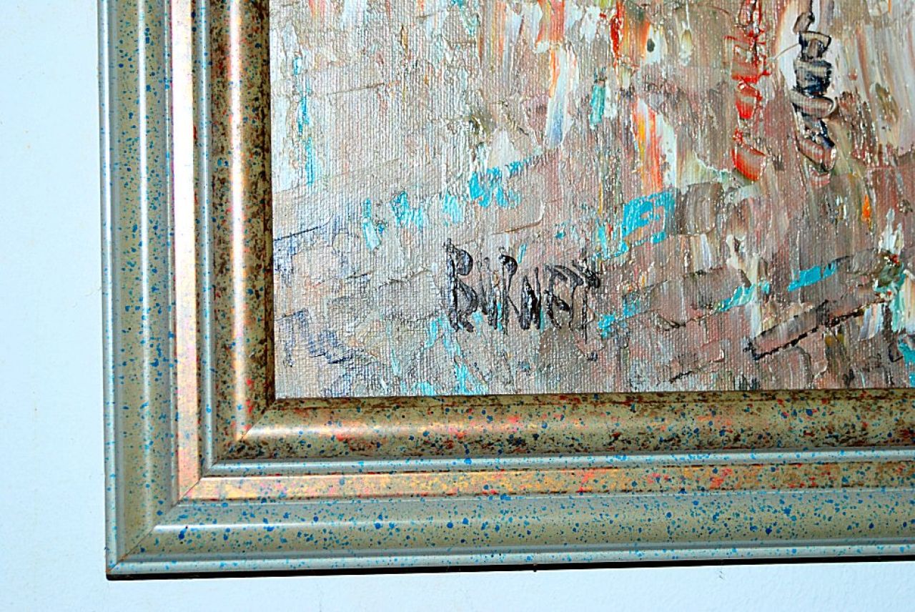 Gemälde Öl auf Leinwand, Caroline Burnett. Signiertes Ölgemälde mit Rahmen