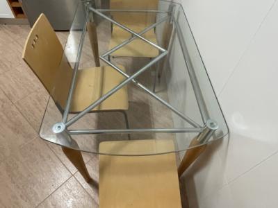Glass dining table with 3 chairs
