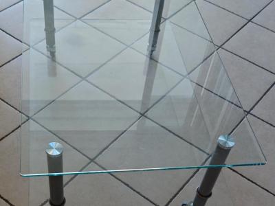 Glass coffee table with wheels