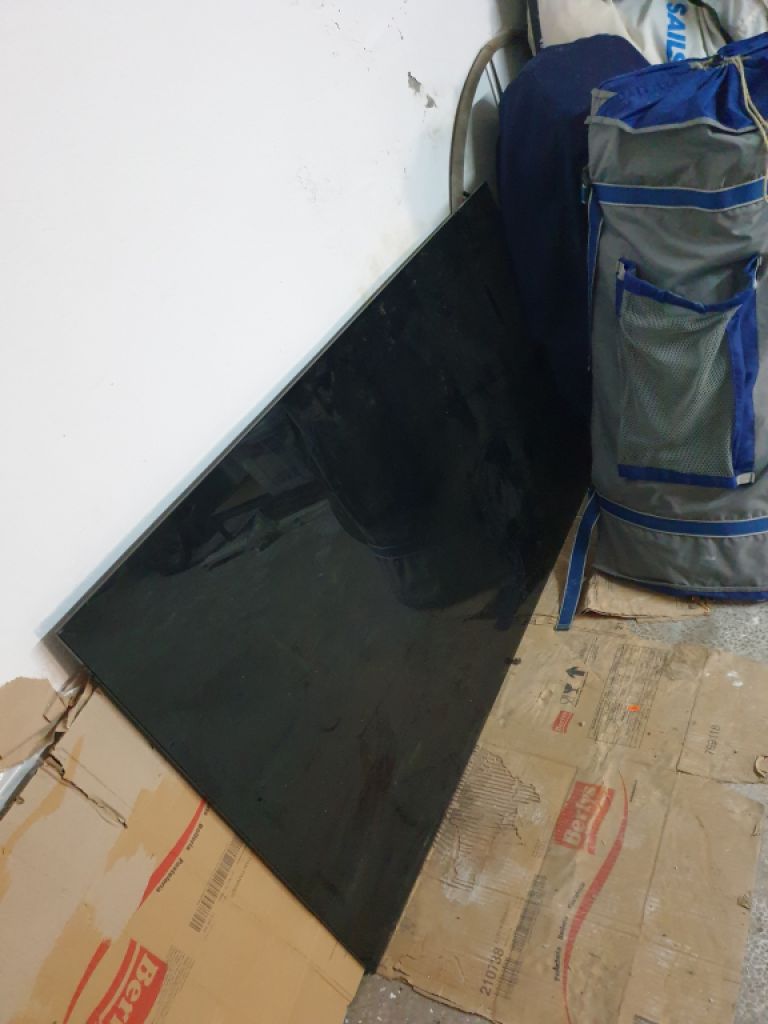 Black glass table