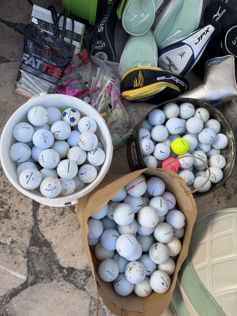 Golf Konvolut: 300 Bälle,34 Schläger,3 Golf-Trolley (2 elektrisch),4 Bags etc.