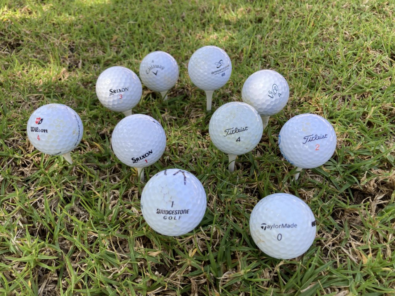 Found golf balls from various manufacturers