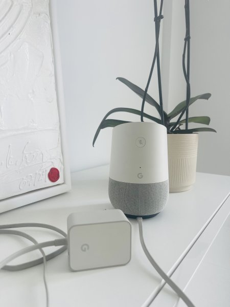 Google Home Smart Speaker Weiß/Grau- WLAN Google Assistant- voll funktionsfähig