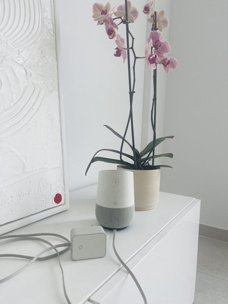 Google Home Smart Speaker Weiß/Grau- WLAN Google Assistant- voll funktionsfähig