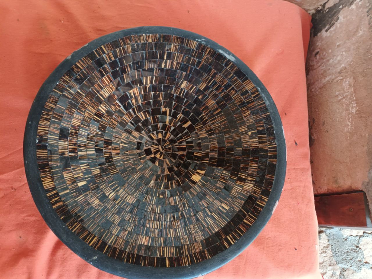 Large fruit ceramic bowl with glass stones