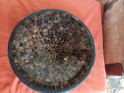Large fruit ceramic bowl with glass stones