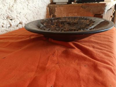 Large fruit ceramic bowl with glass stones