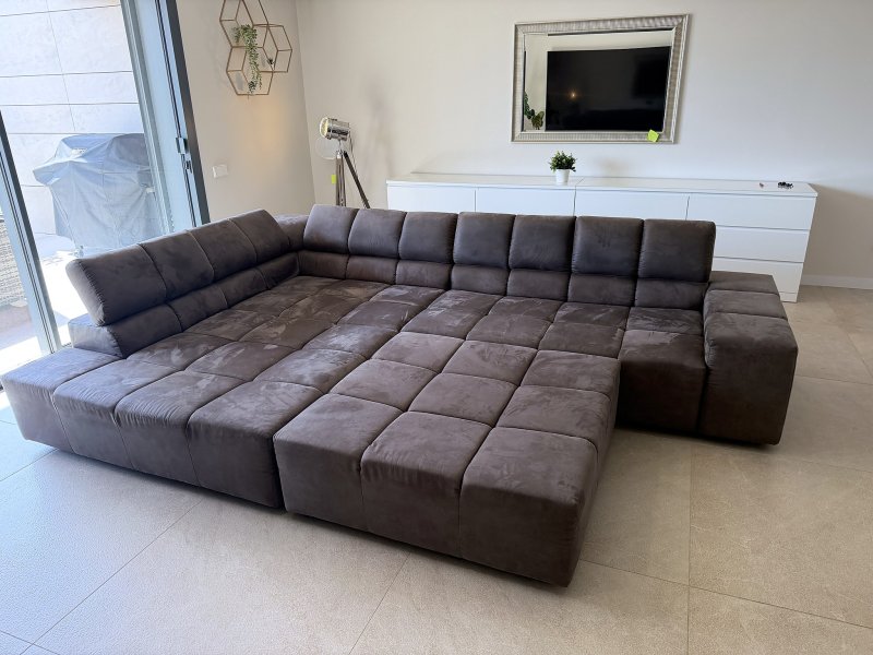 Large sectional sofa grey 320 cm + ottoman