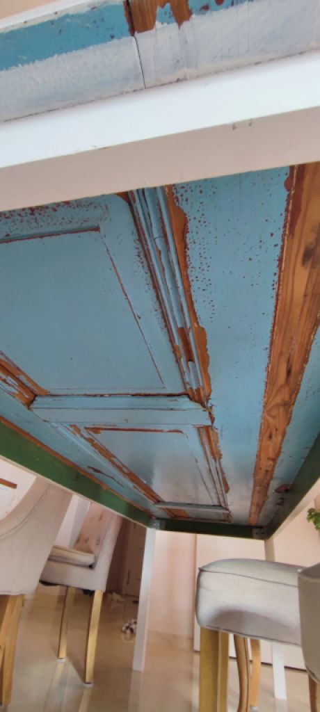 Großer Esstisch in Handarbeit gefertigt/echtes Holz inkl. 6x Riviera Maison Esstühle