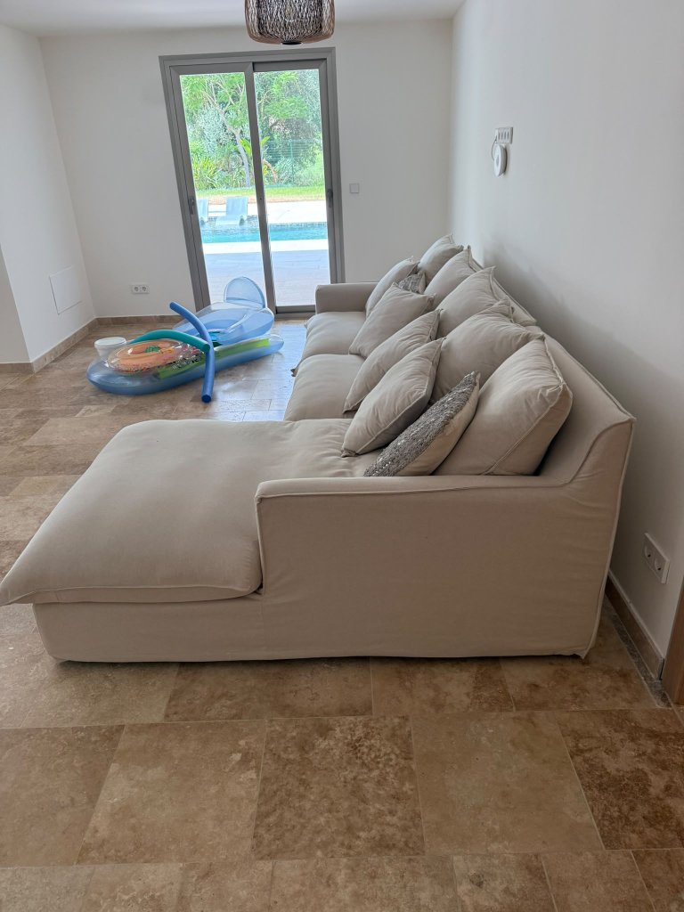Sofá esquinero grande / sofá en L en beige, casi como nuevo