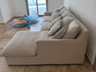 Sofá esquinero grande / sofá en L en beige, casi como nuevo
