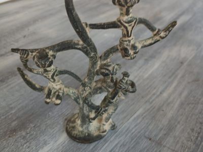 Handbemalte indische Holz & Ton und Dhocra-Bronce-Figuren