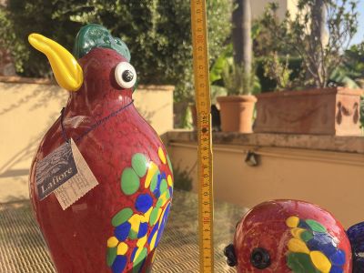 Handcrafted glass parrot and small glass bird from Lafiore  Art glass  Decor  Top condition