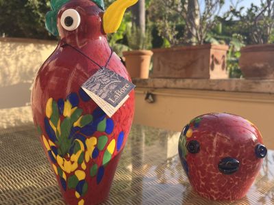Handcrafted glass parrot and small glass bird from Lafiore  Art glass  Decor  Top condition