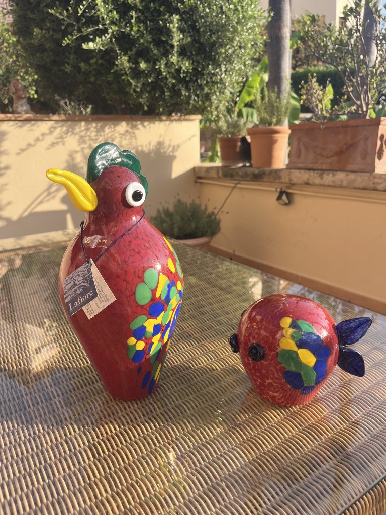 Handcrafted glass parrot and small glass bird from Lafiore  Art glass  Decor  Top condition