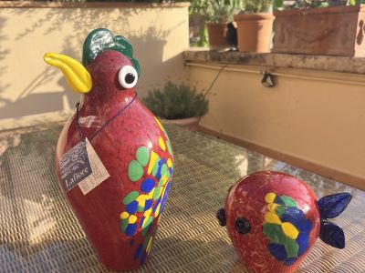 Handcrafted glass parrot and small glass bird from Lafiore  Art glass  Decor  Top condition