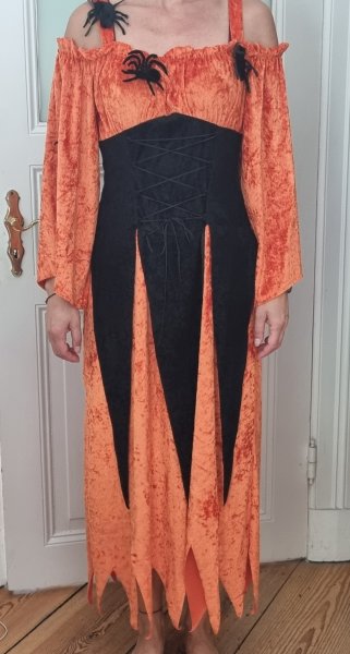 Hexen Outfit: Kleid, Hut & Netzhandschuhe