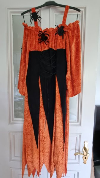 Hexen Outfit: Kleid, Hut & Netzhandschuhe