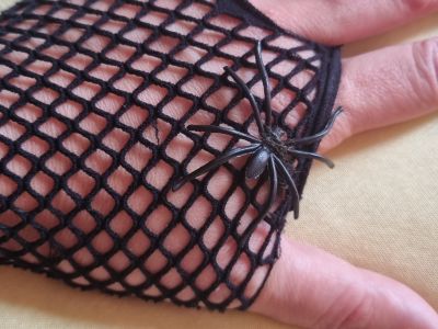 Hexen Outfit: Kleid, Hut & Netzhandschuhe