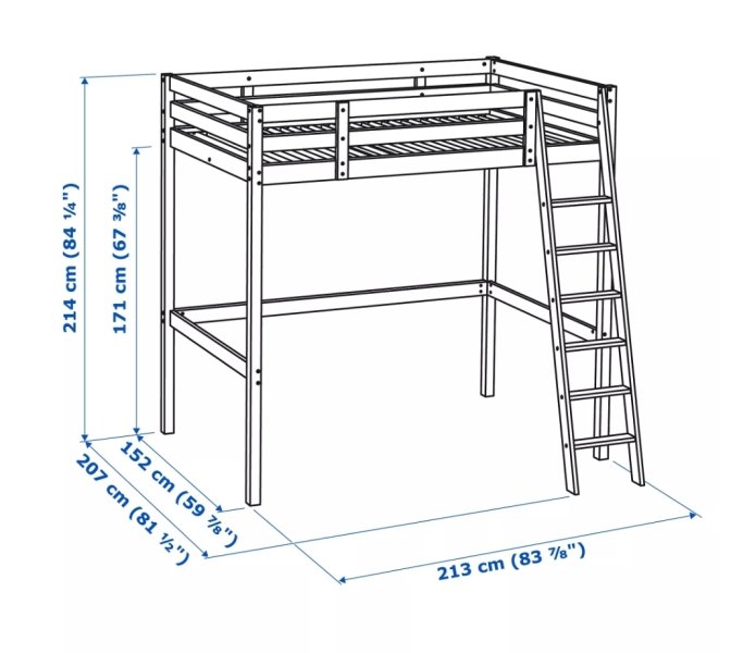Hochbett Ikea ( Leiter links und rechts montierbar)