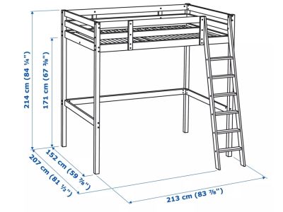 Hochbett Ikea ( Leiter links und rechts montierbar)