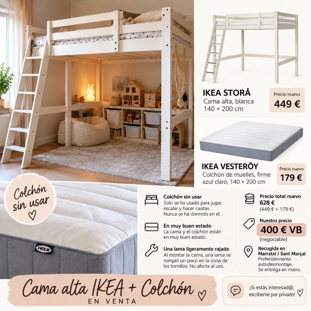 Hochbett und Matratze Ikea wie neu 140x99cm