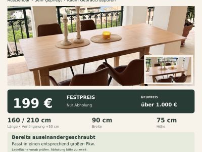 Hochwertiger Echtholztisch, ausziehbar