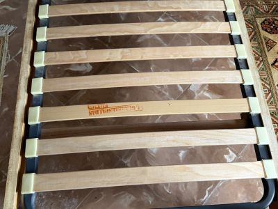 High-quality solid wood bed with matching bedside table
